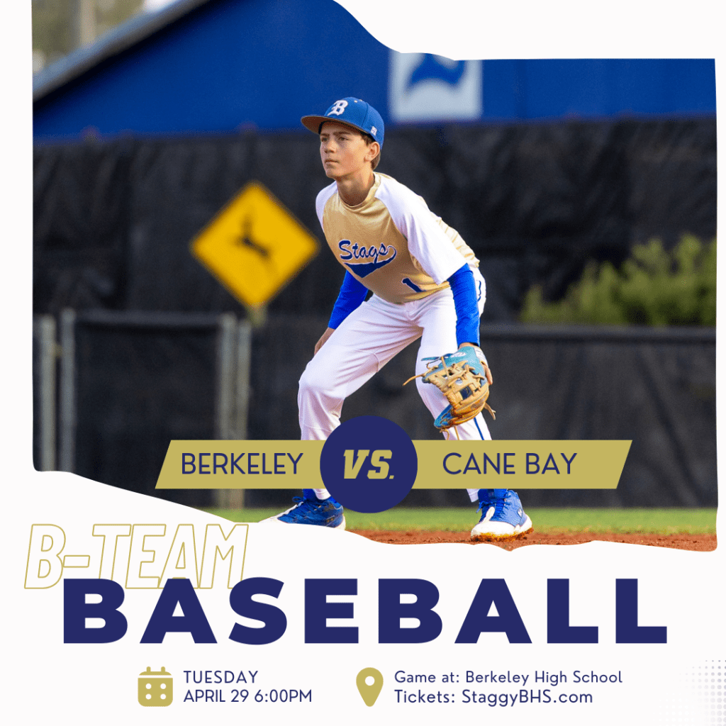 Cheer for Berkeley B-Team Baseball vs Cane Bay – April&nbsp;29!