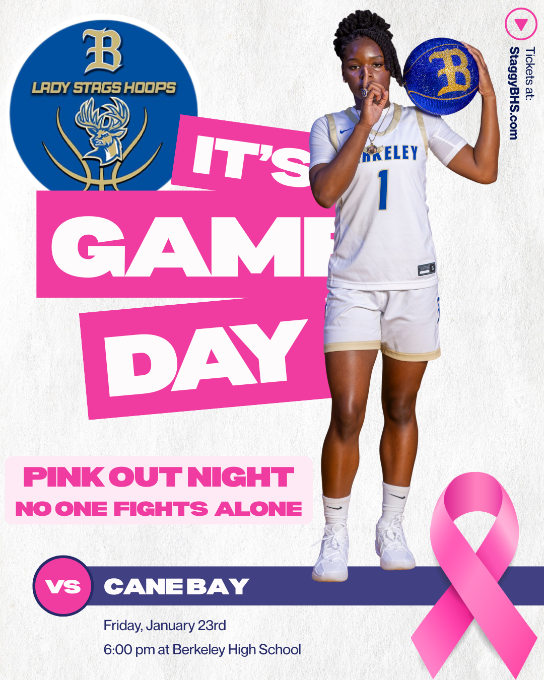 Berkeley Lady Stags Host Cane Bay on PINK OUT Night!